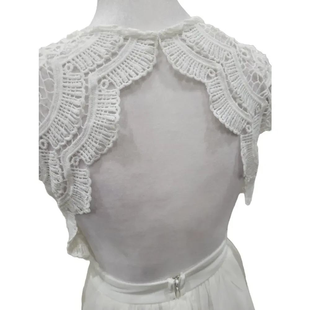 Lulus Awaken‎ My Love Maxi Dress Women’s XS White Lace Long Sleeve Bridal Formal